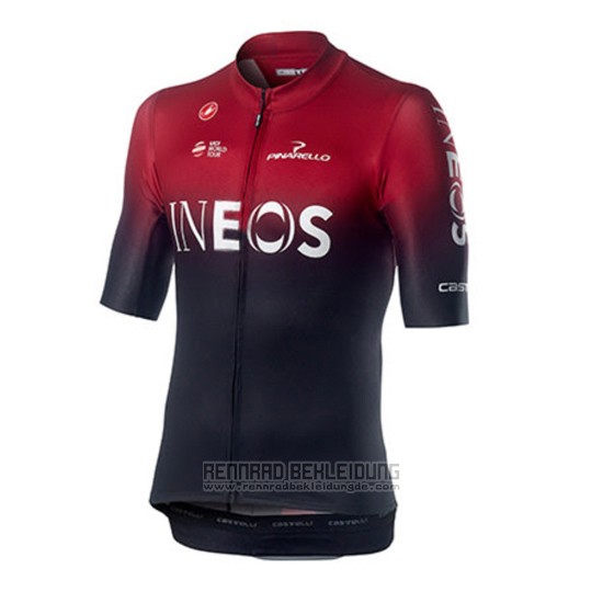 2019 Fahrradbekleidung Castelli Ineos Shwarz Rot Trikot Kurzarm und Tragerhose